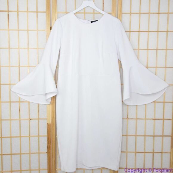 NEW Eloquii white Flare Sleeve Scuba Dress, 20 - Picture 3 of 15